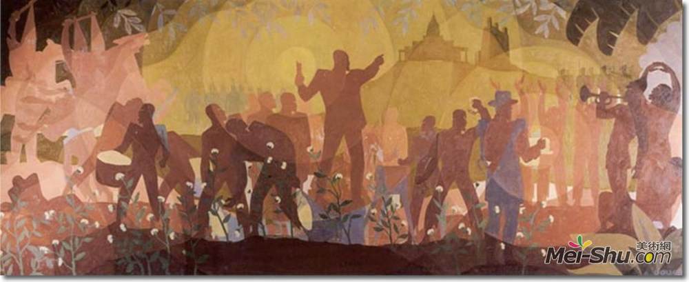 艾伦·道格拉斯(Aaron Douglas)高清作品《从奴隶制到重建》