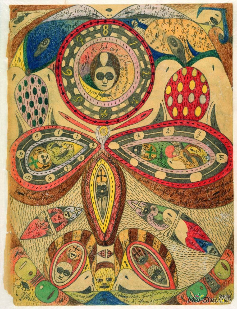 阿道夫·禾尔菲(Adolf Wölfli)高清作品《哥伦比亚，美国，苦橙的哥伦比亚树》