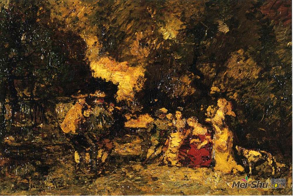 阿道夫·约瑟夫·托马斯(Adolphe Joseph Thomas Monticelli)高清作品《游园会》