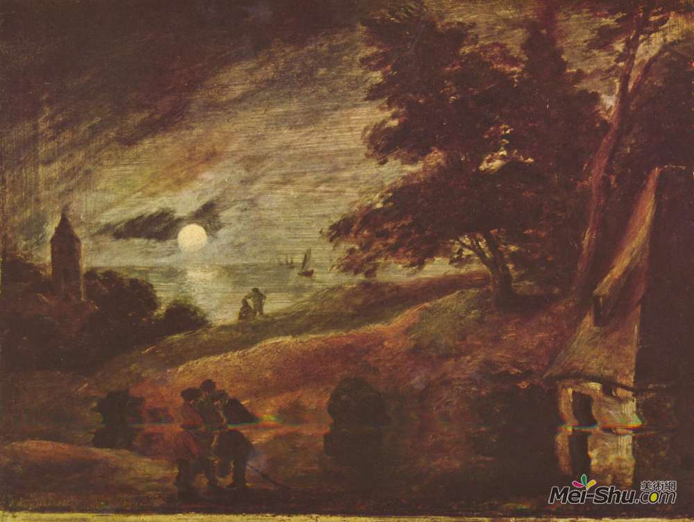 阿德里安·布鲁维尔(Adriaen Brouwer)高清作品《月色景观》