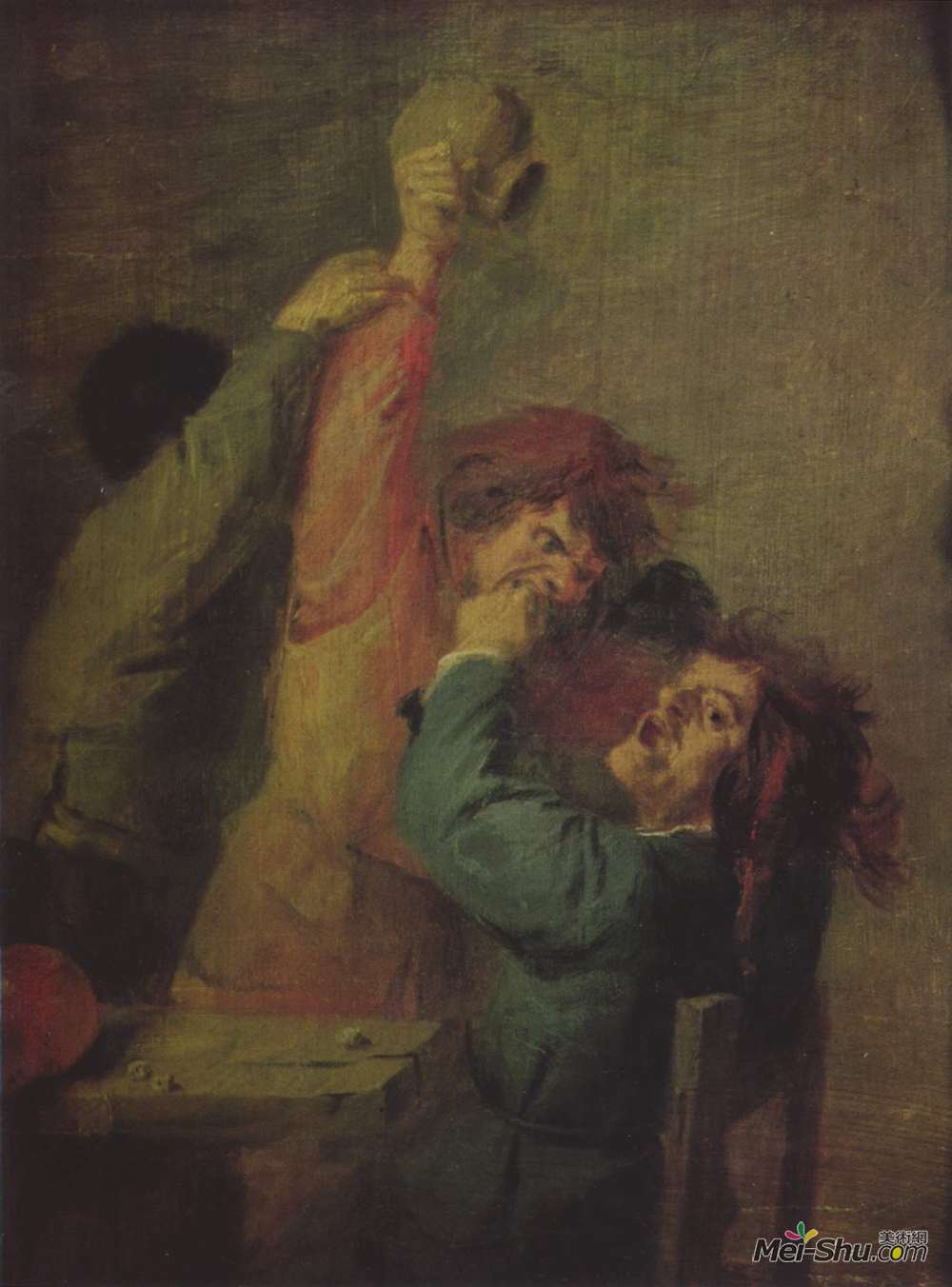 阿德里安·布鲁维尔(Adriaen Brouwer)高清作品《小农掷骰子》
