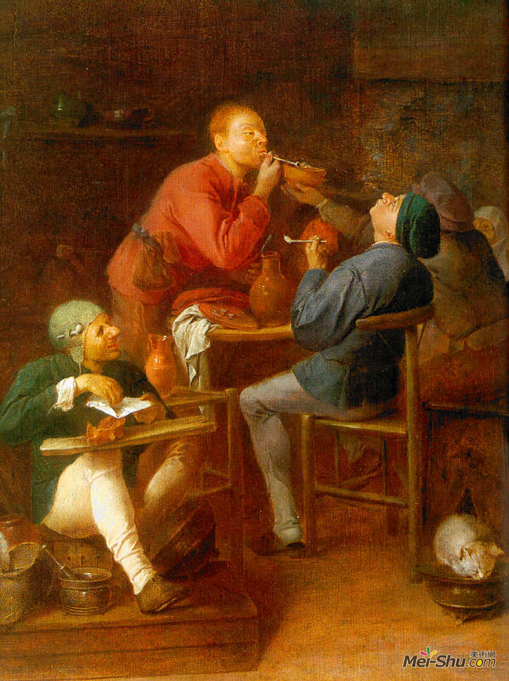 阿德里安·布鲁维尔(Adriaen Brouwer)高清作品《摩尔迪克的吸烟者或农民》