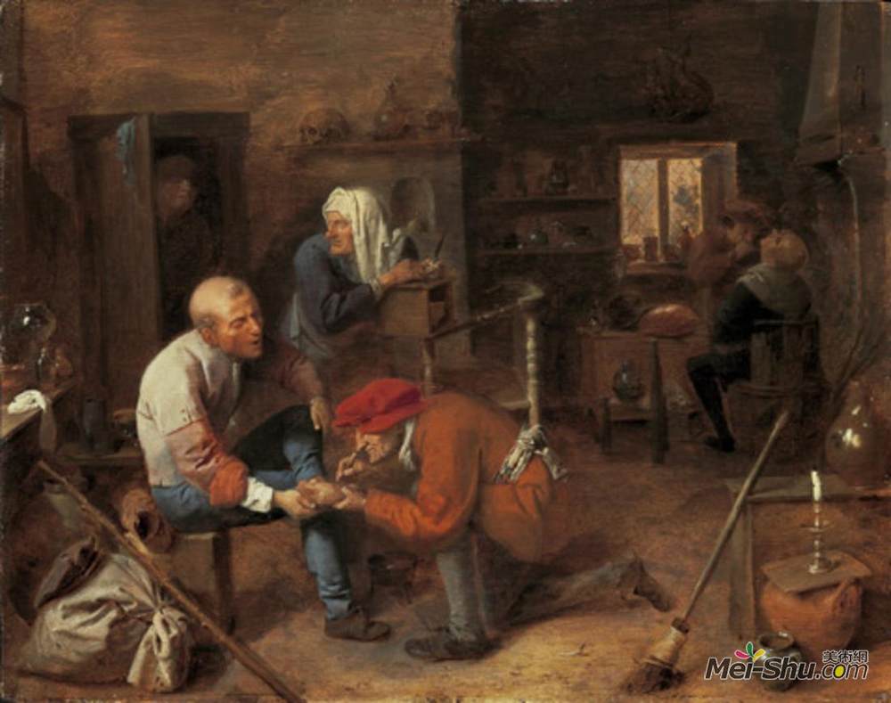 阿德里安·布鲁维尔(Adriaen Brouwer)高清作品《乡村理发店》