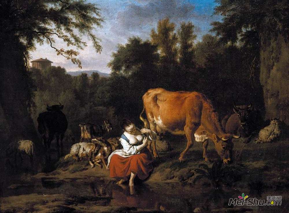 阿德里安·凡·德·维尔德(Adriaen van de Velde)高清作品《古典园林》