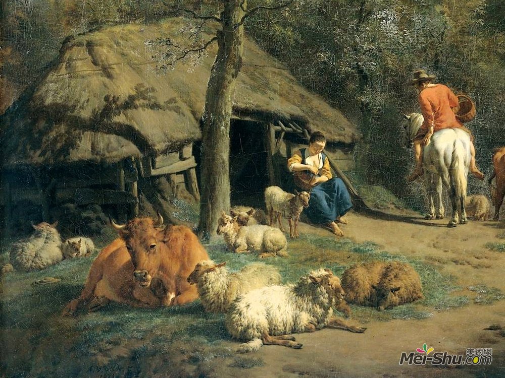 阿德里安·凡·德·维尔德(Adriaen van de Velde)高清作品《一顶帽子（详细）》