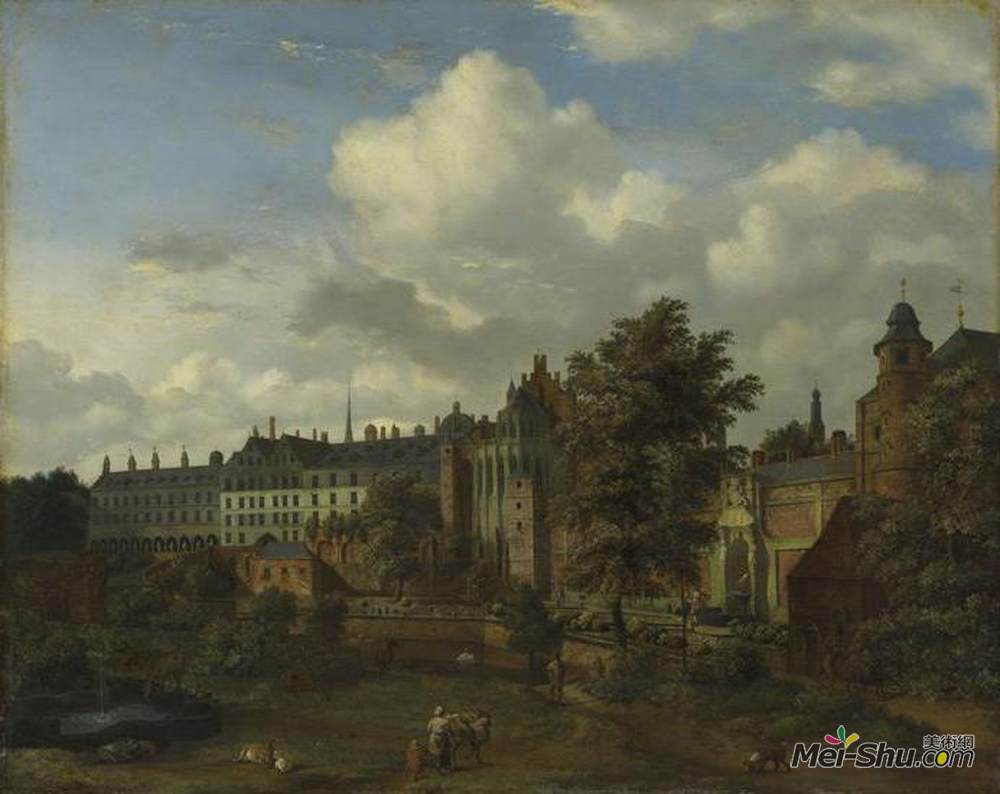 阿德里安·凡·德·维尔德(Adriaen van de Velde)高清作品《伯根地公爵的古老城堡的看法在布鲁斯》