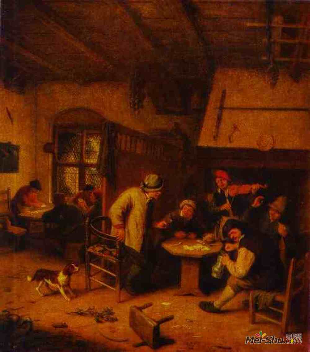 阿德里安·范·奥斯塔德(Adriaen van Ostade)高清作品《在酒馆里》