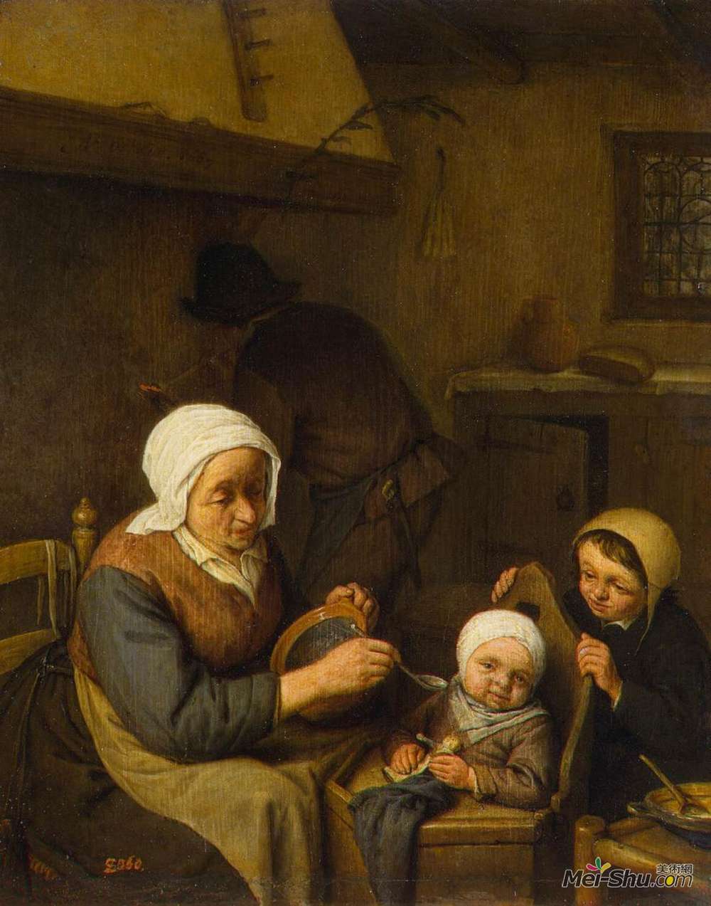 阿德里安·范·奥斯塔德(Adriaen van Ostade)高清作品《农民家庭》