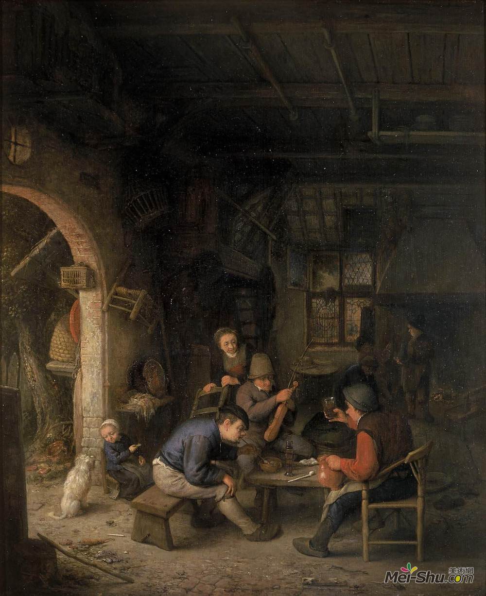 阿德里安·范·奥斯塔德(Adriaen van Ostade)高清作品《客栈农民》