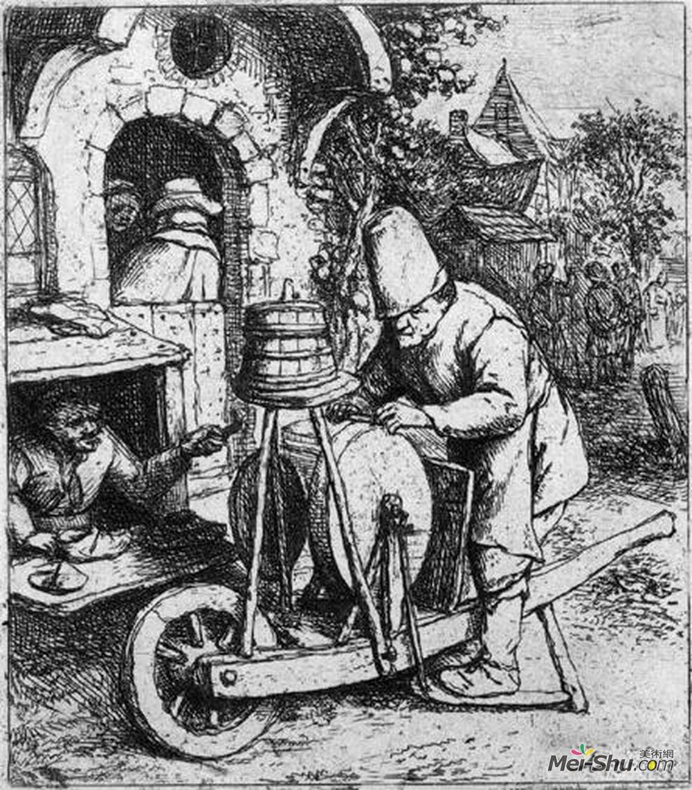 阿德里安·范·奥斯塔德(Adriaen van Ostade)高清作品《剪刀磨床》