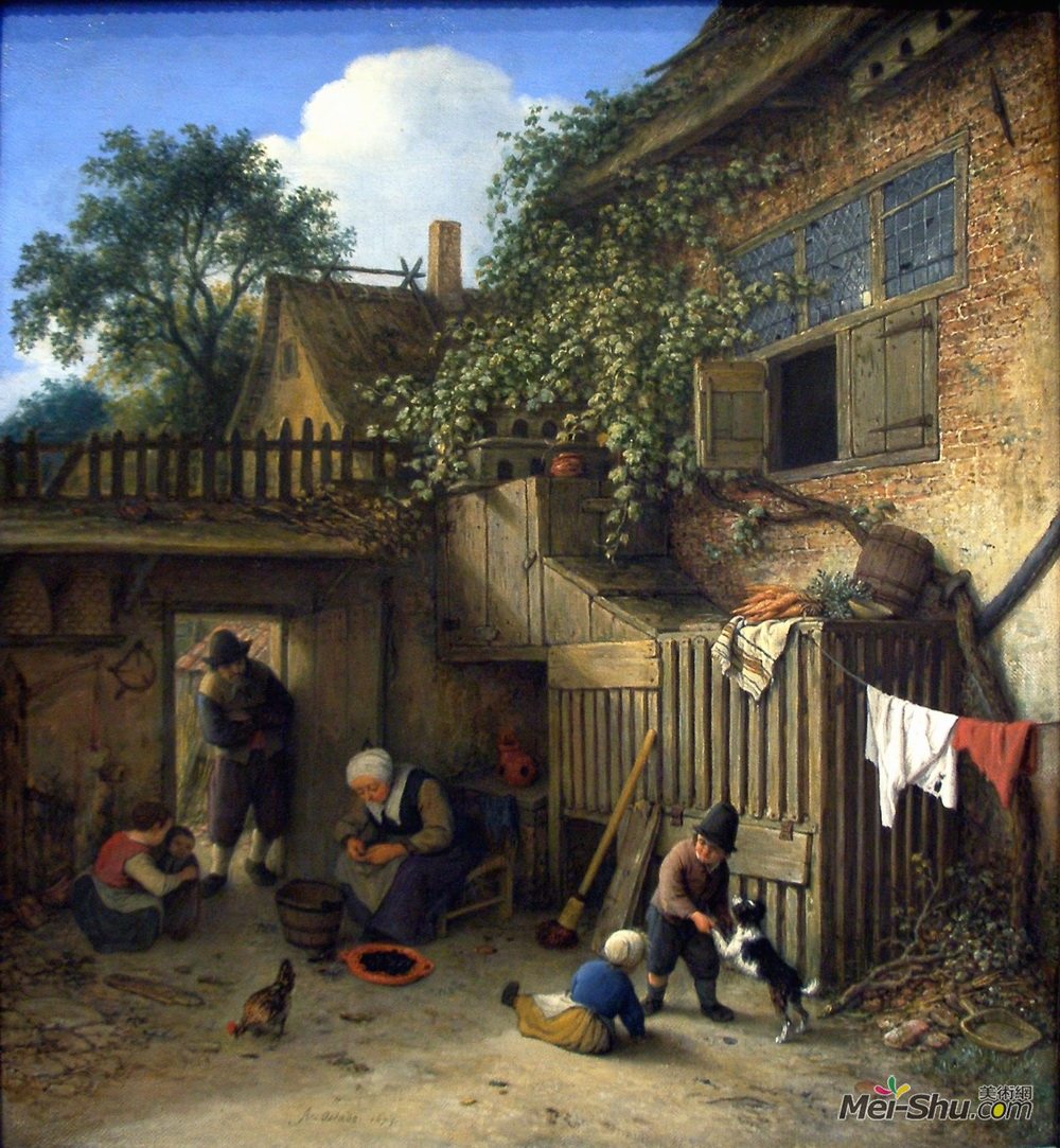 阿德里安·范·奥斯塔德(Adriaen van Ostade)高清作品《农舍门口》