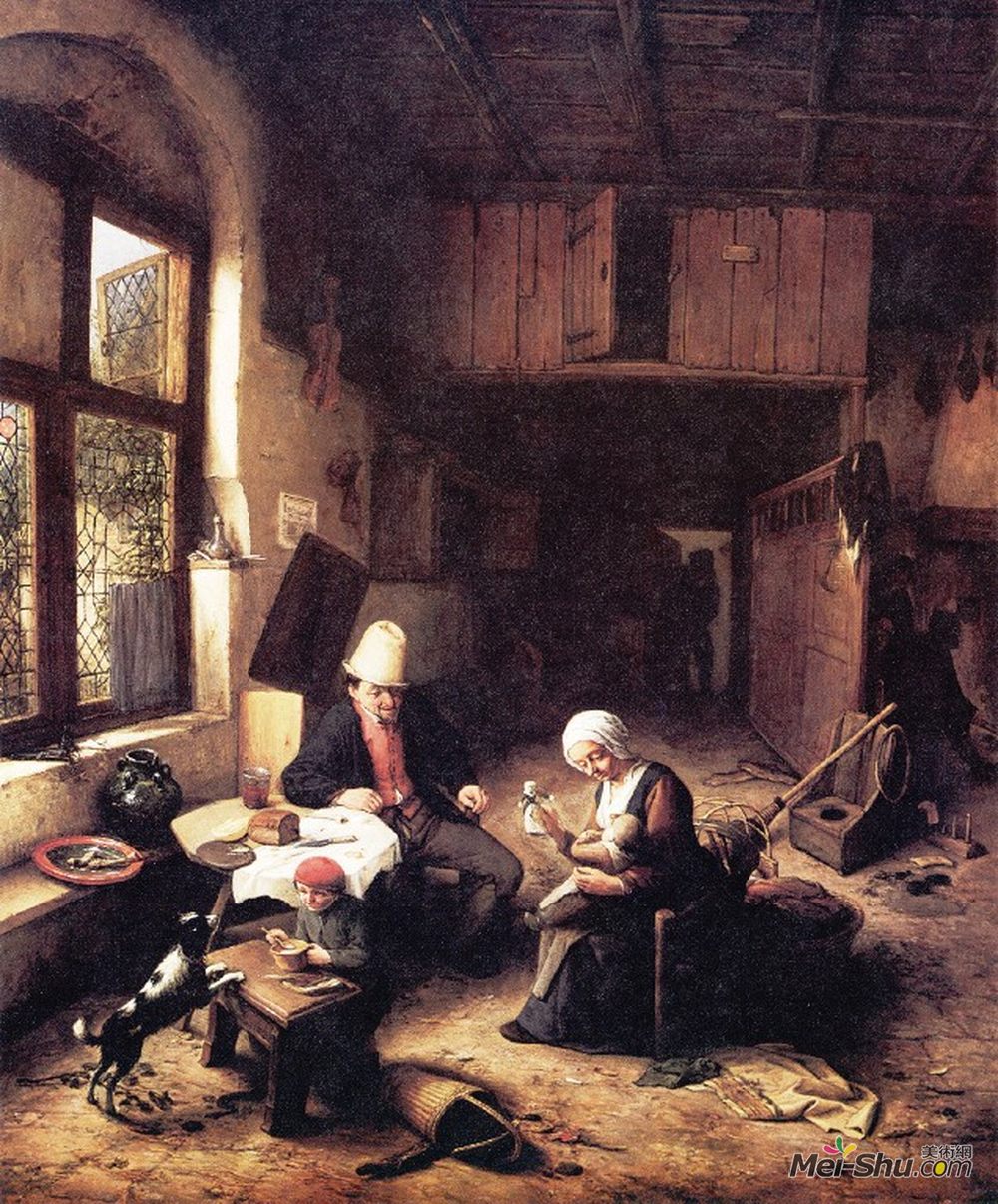 阿德里安·范·奥斯塔德(Adriaen van Ostade)高清作品《农舍的内部》