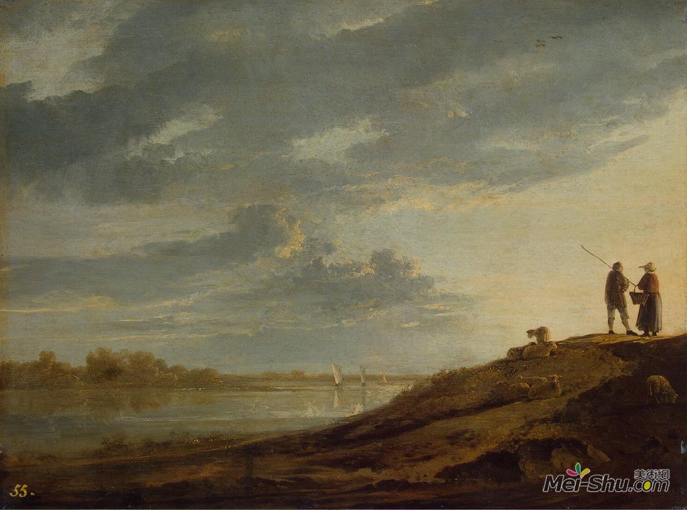 阿尔伯特·库普(Aelbert Cuyp)高清作品《河上日落》