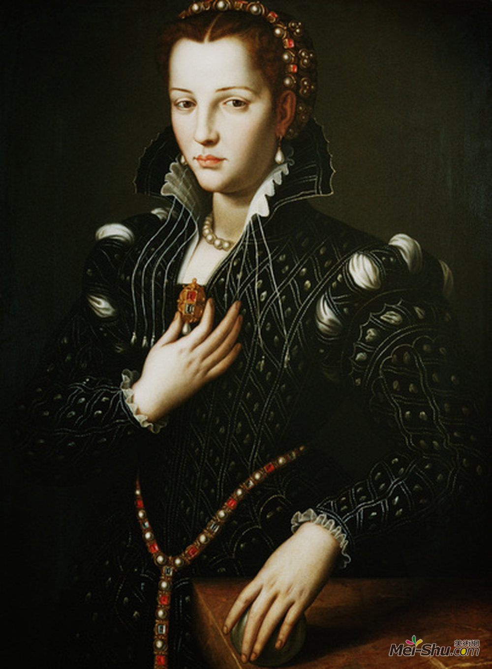 阿尼奥洛·布伦齐诺(Agnolo Bronzino)高清作品《Portrait of Lucrezia de' Medici》