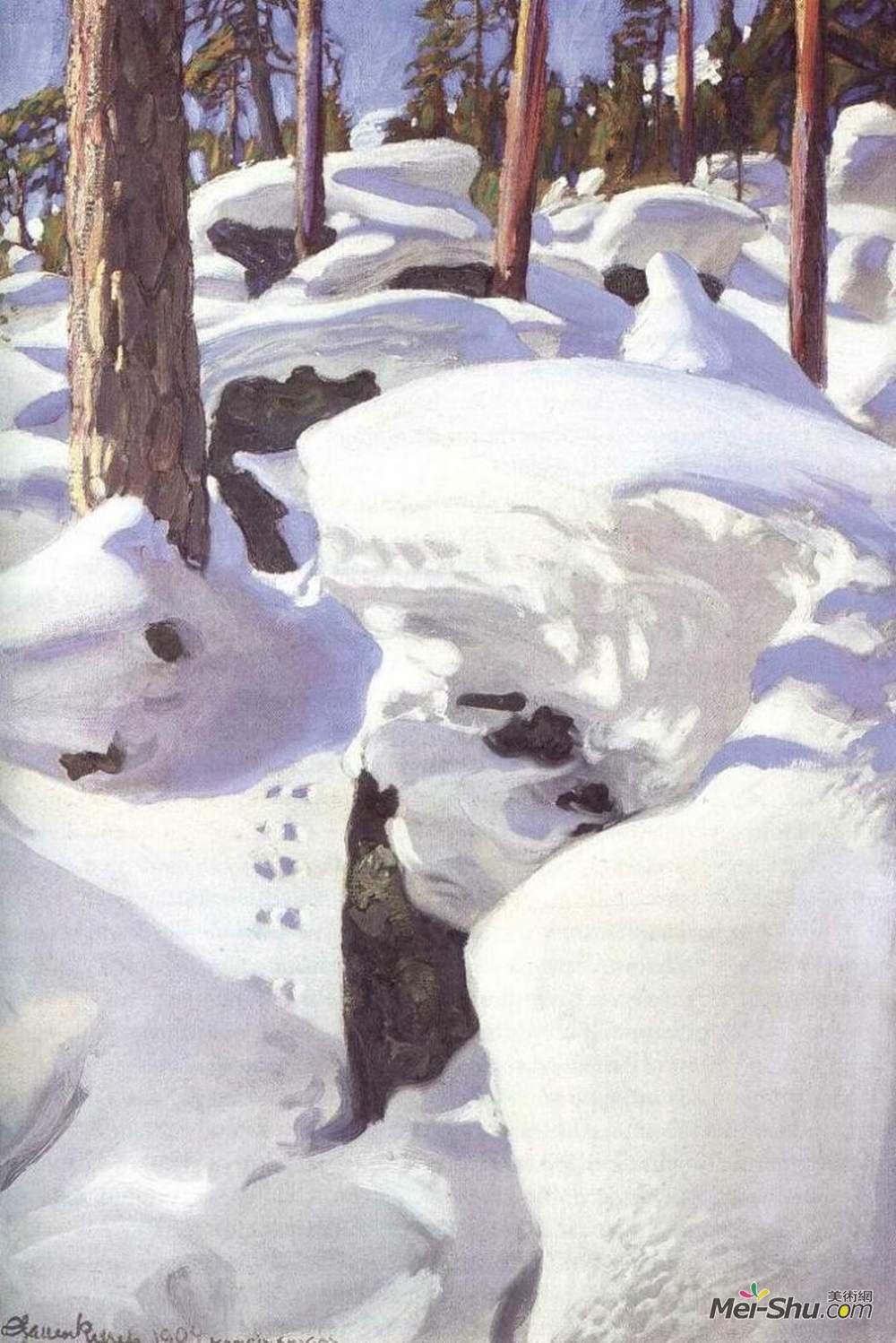 阿克塞利·加伦-卡勒拉(Akseli Gallen-Kallela)高清作品《猞猁巢穴》