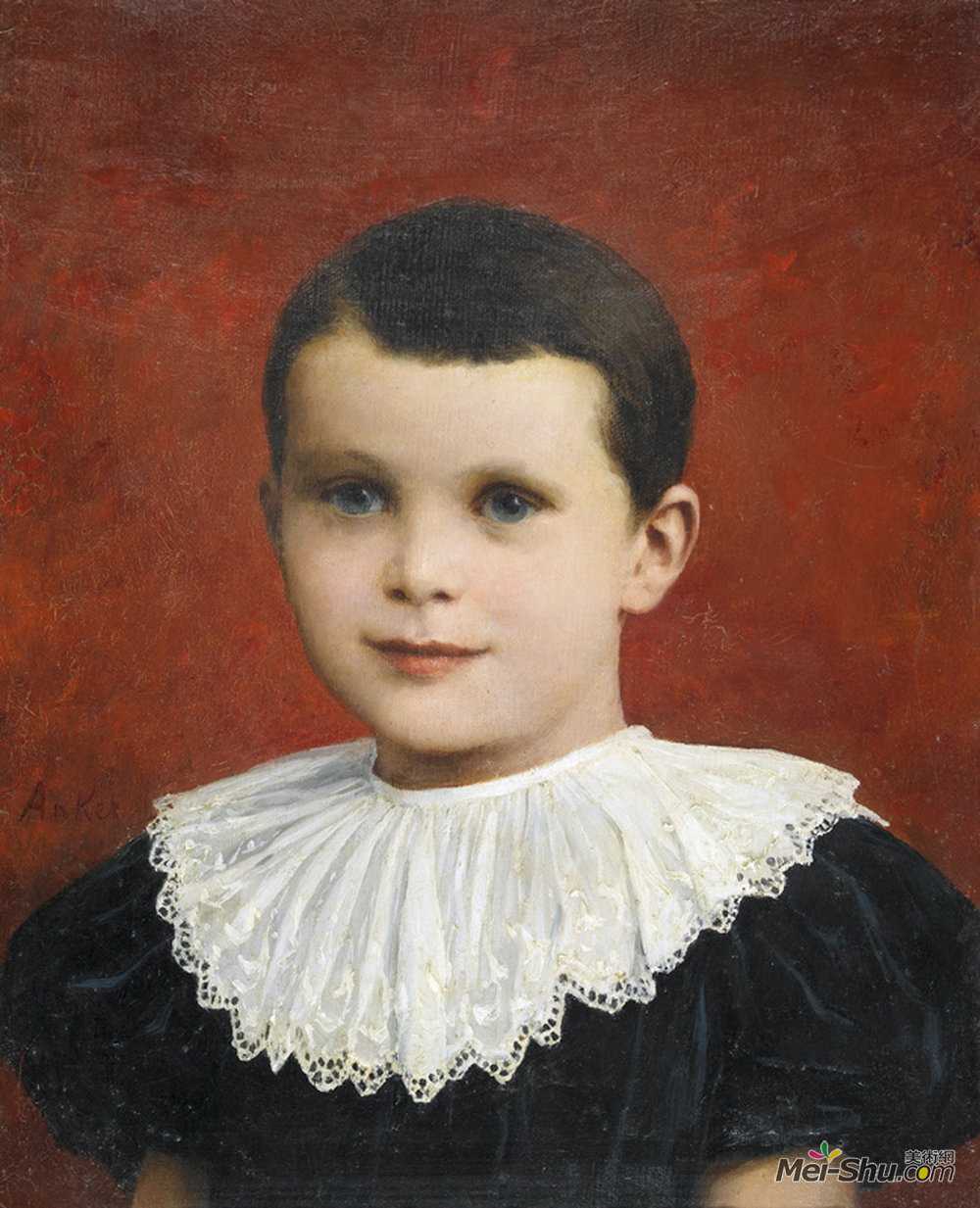 艾伯特安克尔(Albert Anker)高清作品《肖像的年轻的兄弟》