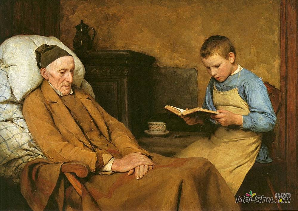 艾伯特安克尔(Albert Anker)高清作品《祖父的奉献》