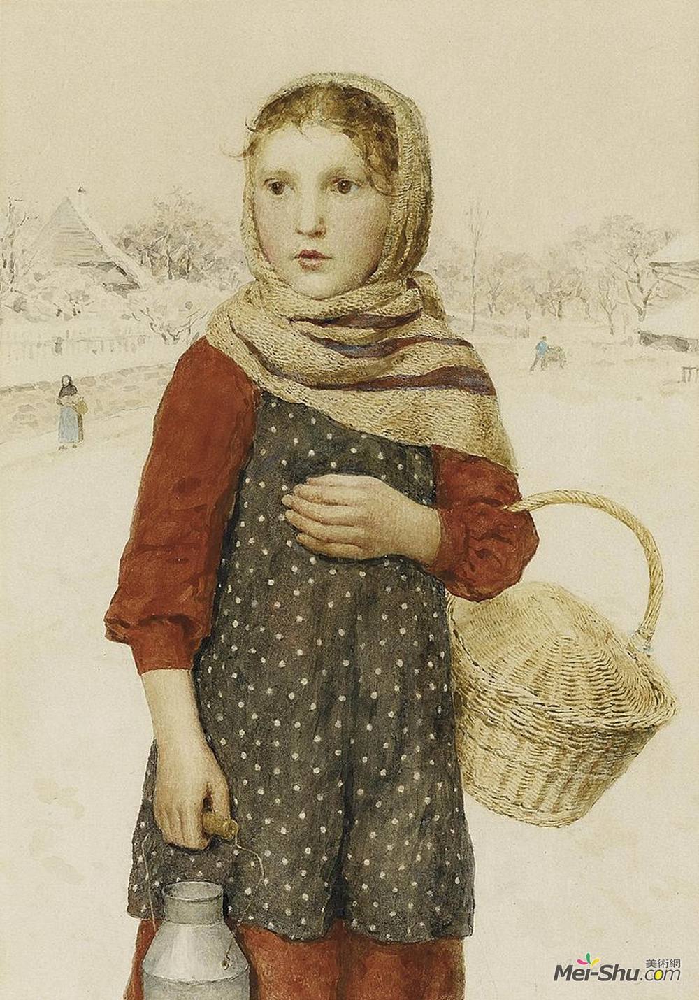 艾伯特安克尔(Albert Anker)高清作品《在并购amp?dchen冬季景观》