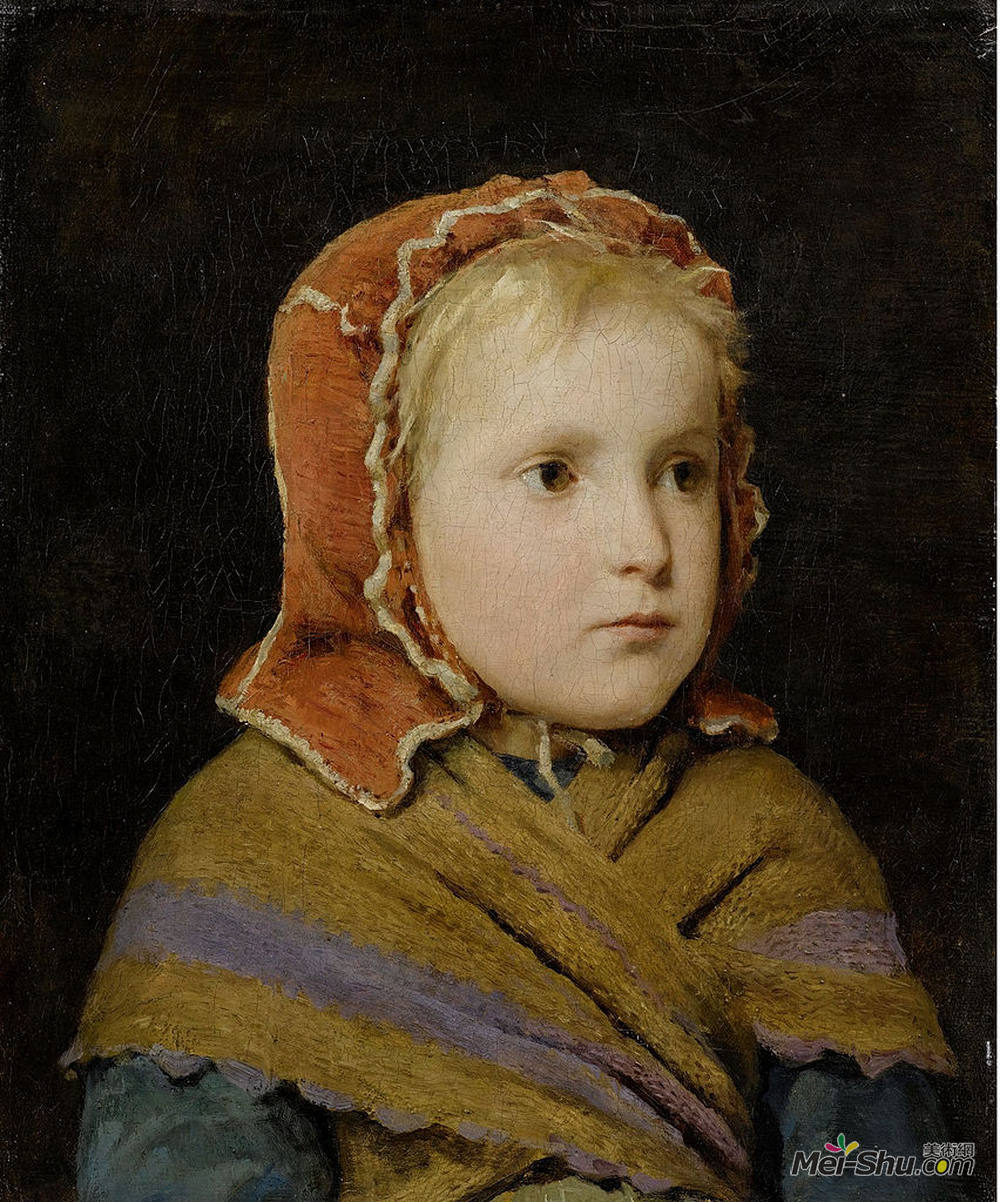 艾伯特安克尔(Albert Anker)高清作品《并购amp?dchen红色帽子》