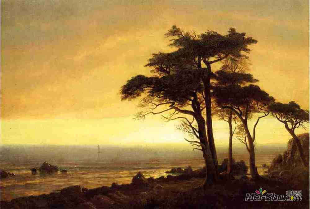 阿尔伯特·比尔施塔特(Albert Bierstadt)高清作品《加州海岸》