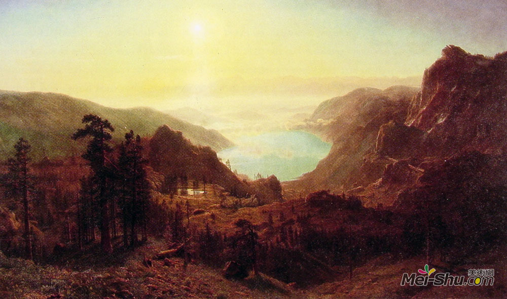 阿尔伯特·比尔施塔特(Albert Bierstadt)高清作品《来自山顶的唐纳湖》