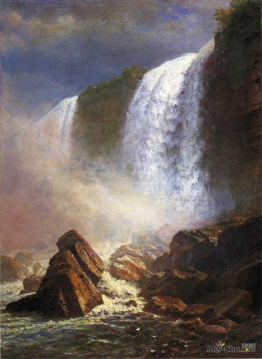 阿尔伯特·比尔施塔特(Albert Bierstadt)高清作品《从下面的尼亚加拉瀑布》