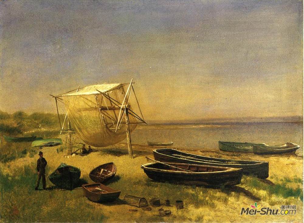 阿尔伯特·比尔施塔特(Albert Bierstadt)高清作品《观赏山渔场》