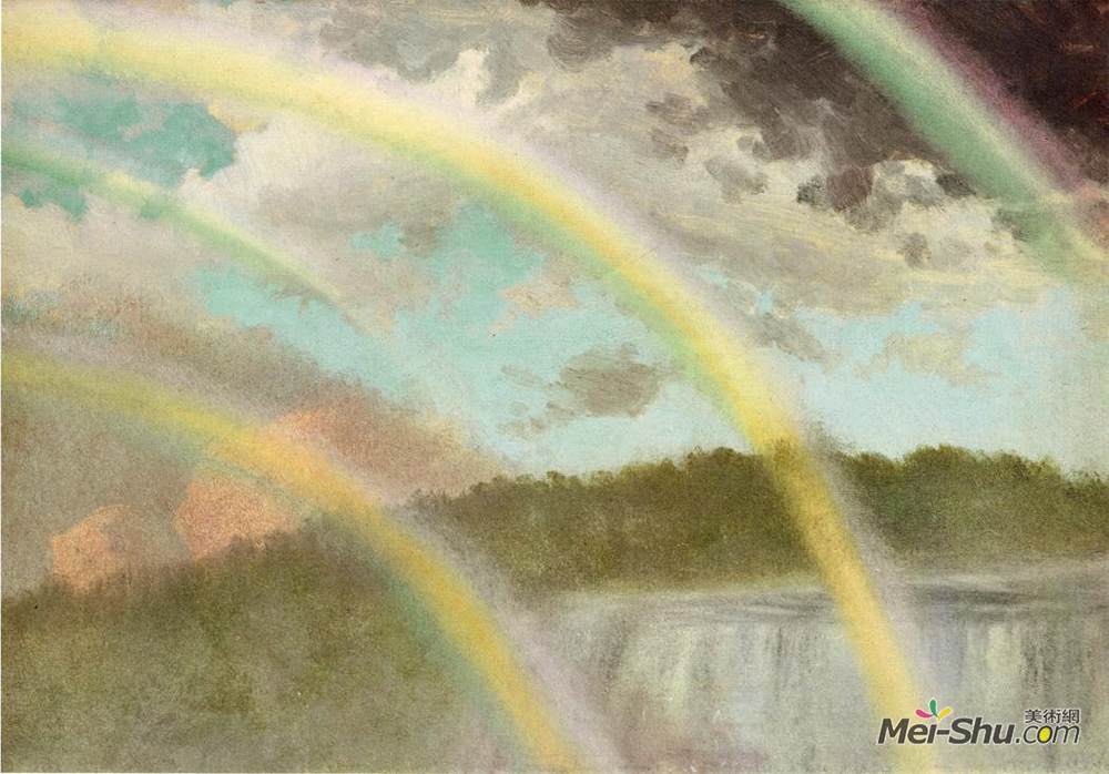 阿尔伯特·比尔施塔特(Albert Bierstadt)高清作品《在尼亚加拉的四条彩虹》