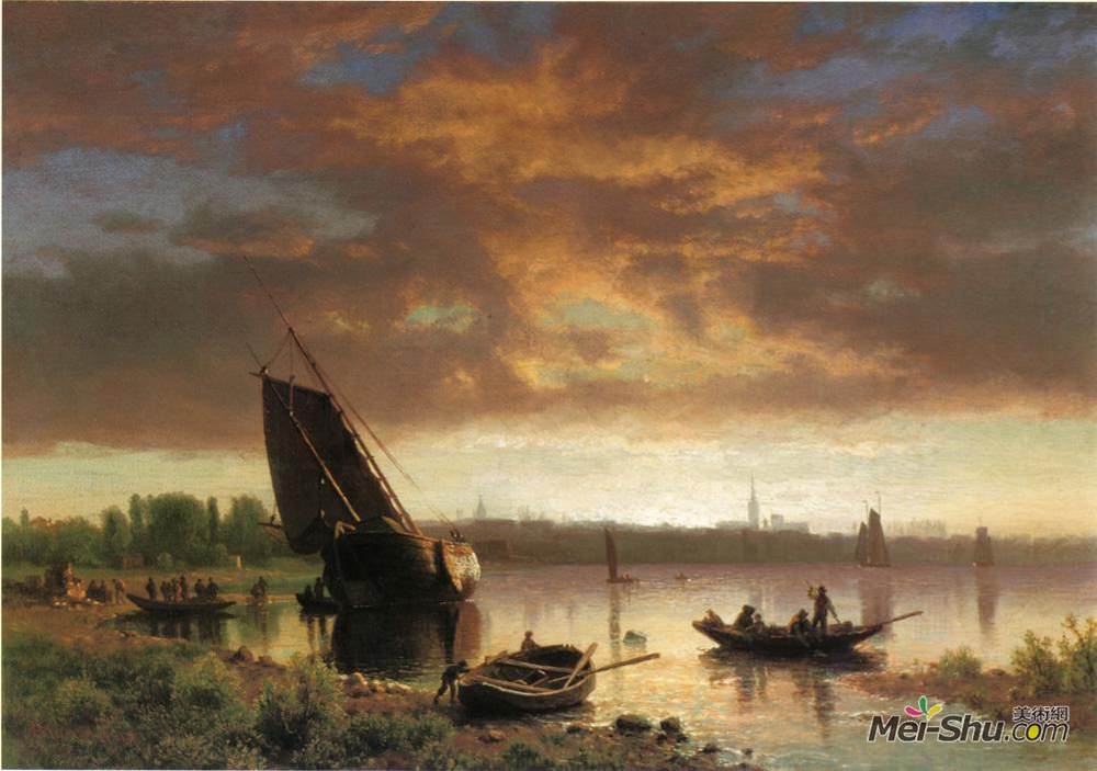 阿尔伯特·比尔施塔特(Albert Bierstadt)高清作品《港景》