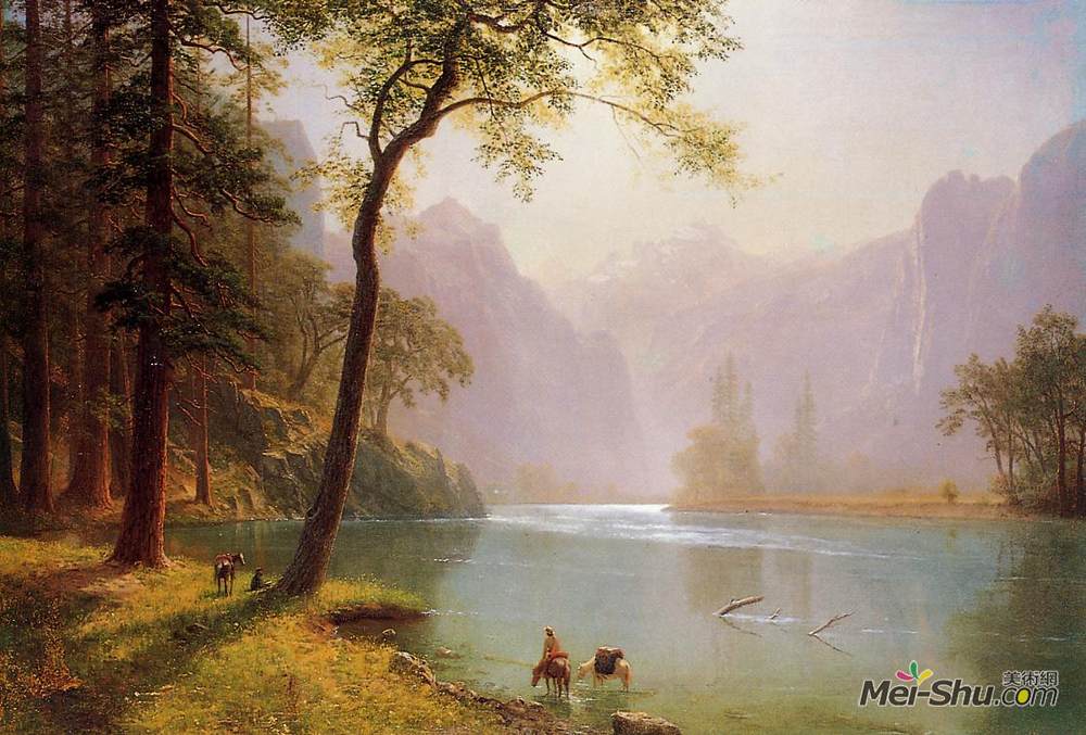 阿尔伯特·比尔施塔特(Albert Bierstadt)高清作品《克恩的里弗瓦利，加利福尼亚》