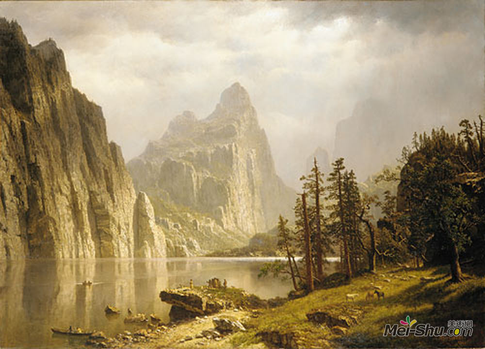 阿尔伯特·比尔施塔特(Albert Bierstadt)高清作品《默塞德河，约塞米蒂谷》