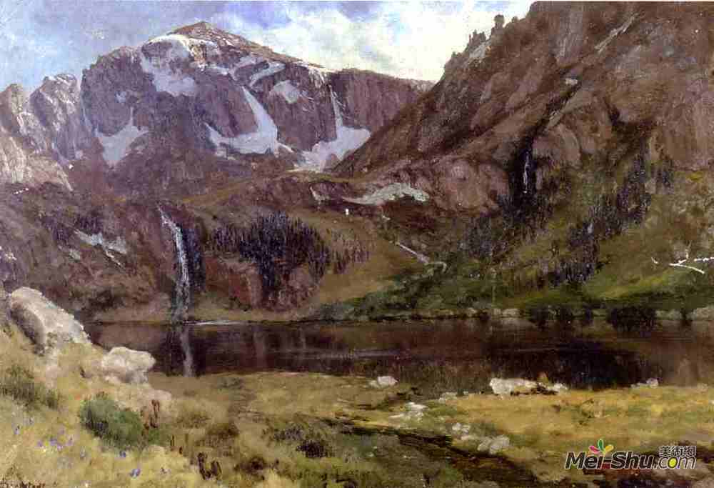 阿尔伯特·比尔施塔特(Albert Bierstadt)高清作品《山湖》