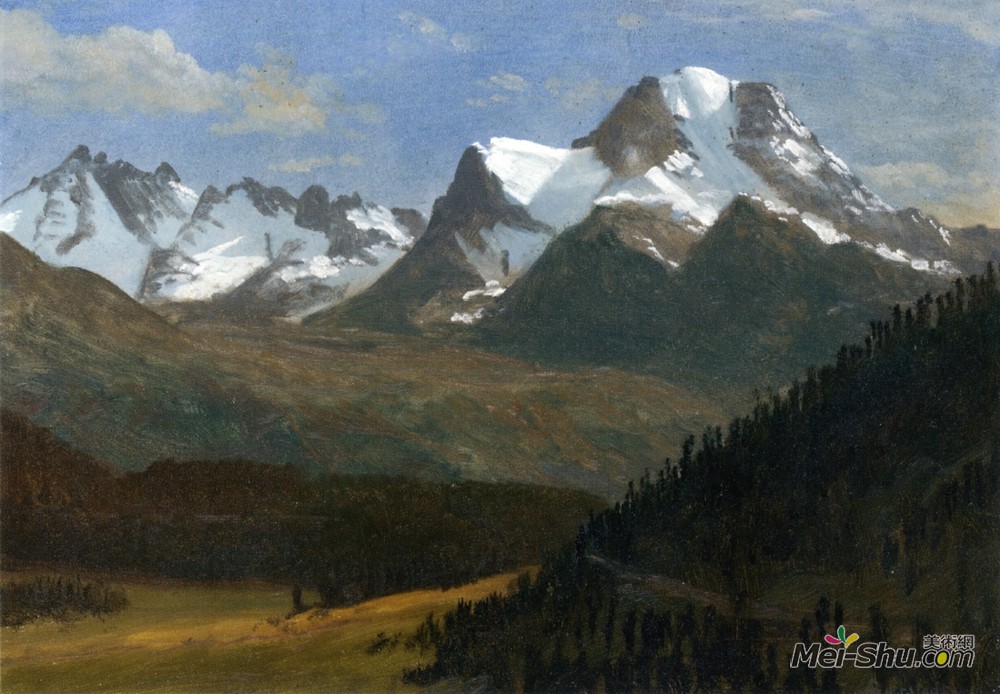 阿尔伯特·比尔施塔特(Albert Bierstadt)高清作品《山地景观》