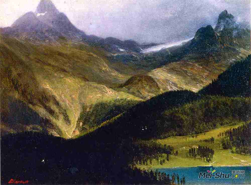 阿尔伯特·比尔施塔特(Albert Bierstadt)高清作品《山地景观》