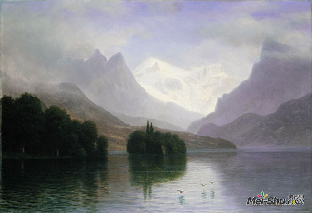 阿尔伯特·比尔施塔特(Albert Bierstadt)高清作品《山景》