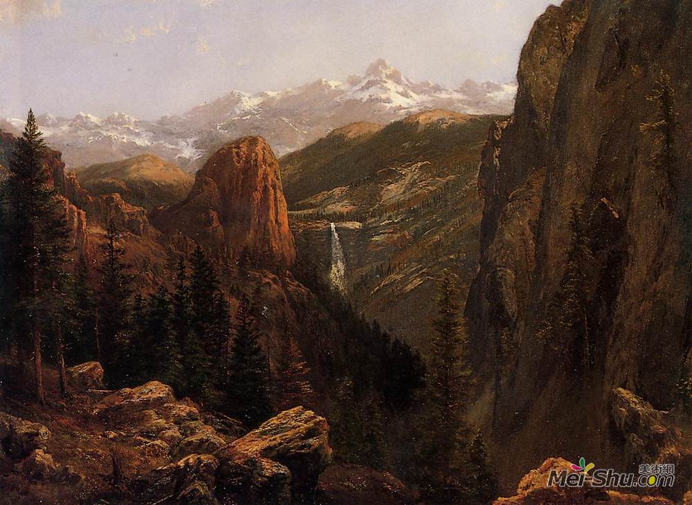 阿尔伯特·比尔施塔特(Albert Bierstadt)高清作品《优诗美地国家公园内华达瀑布》