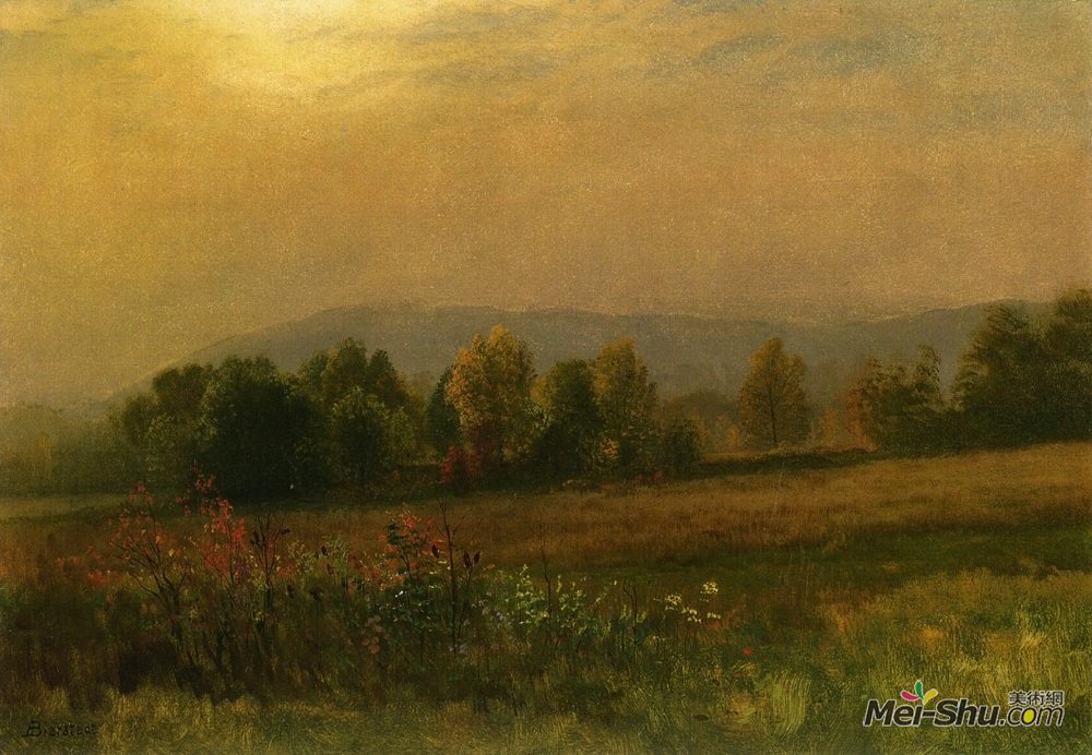 阿尔伯特·比尔施塔特(Albert Bierstadt)高清作品《新英格兰风景》