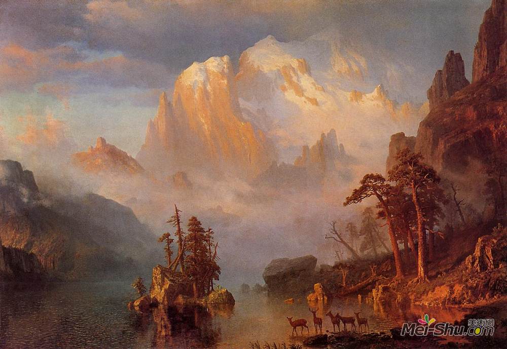 阿尔伯特·比尔施塔特(Albert Bierstadt)高清作品《落基山脉》