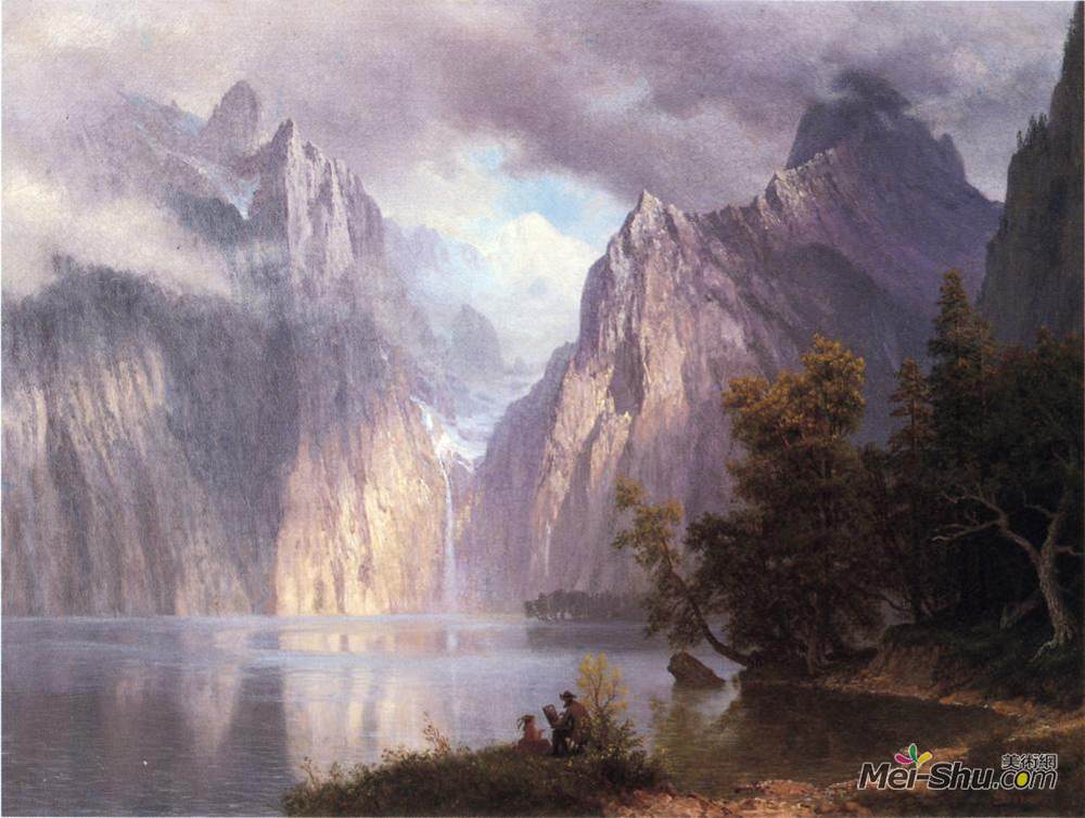 阿尔伯特·比尔施塔特(Albert Bierstadt)高清作品《在内华达山脉的场景》