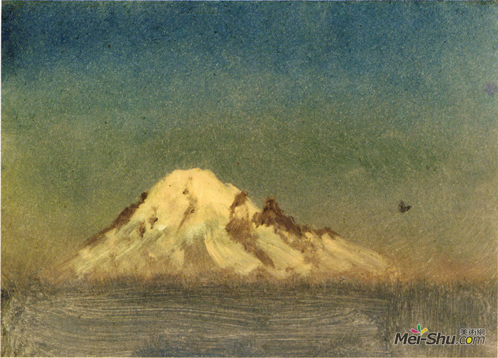 阿尔伯特·比尔施塔特(Albert Bierstadt)高清作品《雪盖山》
