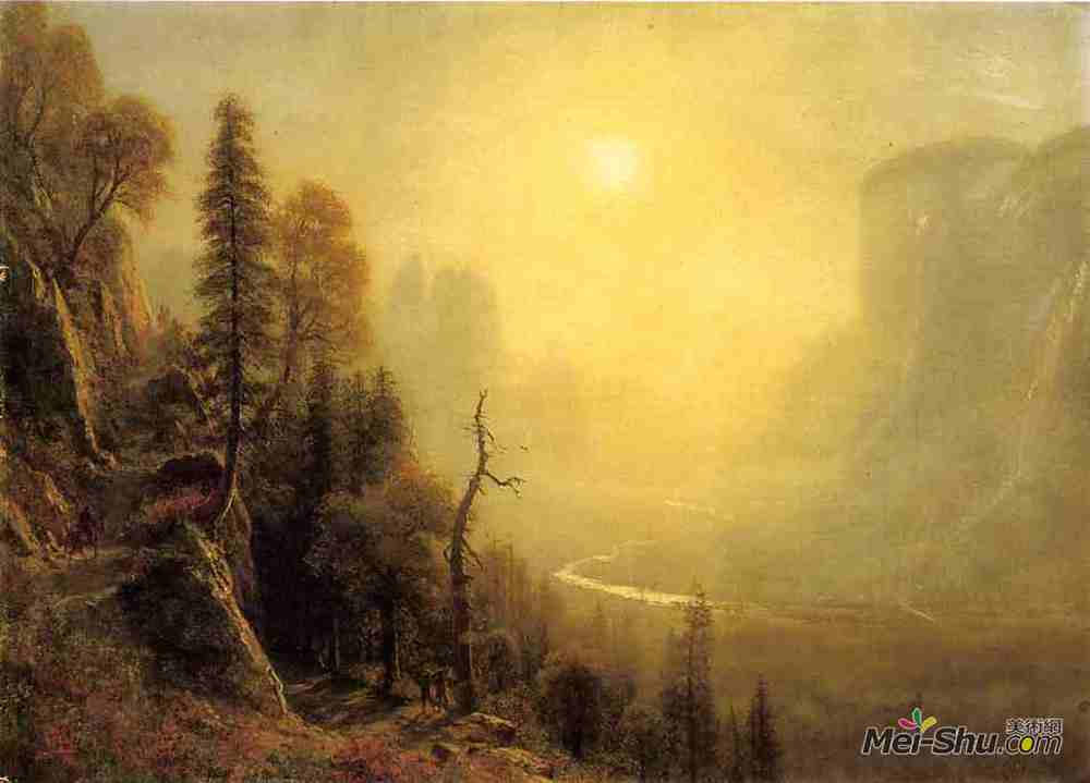 阿尔伯特·比尔施塔特(Albert Bierstadt)高清作品《优诗美地国家公园流域冰川点试验研究》