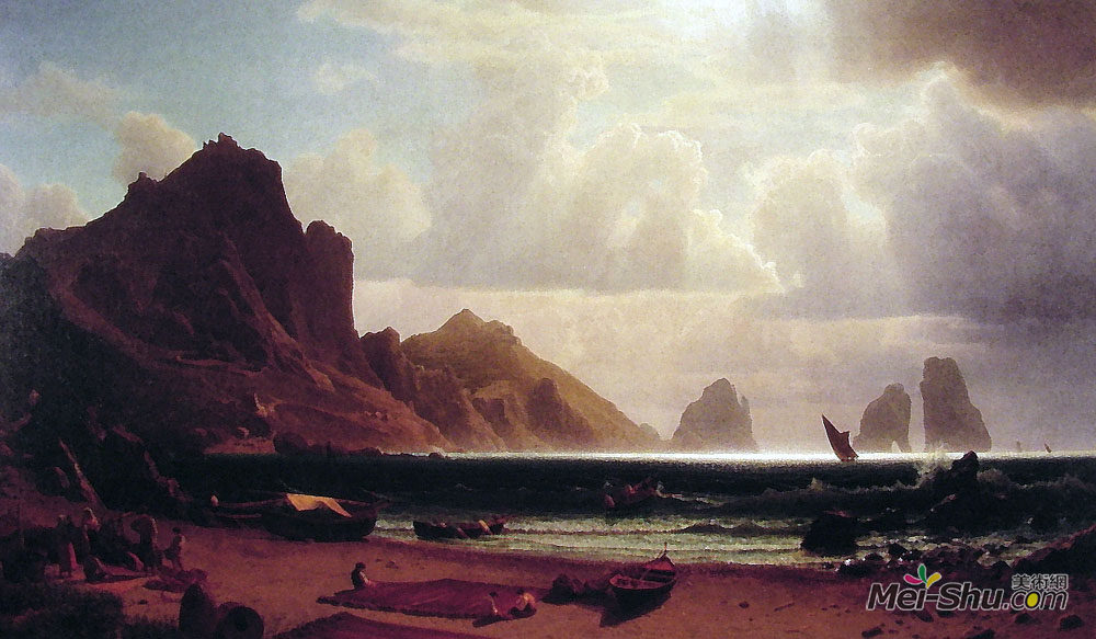 阿尔伯特·比尔施塔特(Albert Bierstadt)高清作品《茶小码头，卡普里》