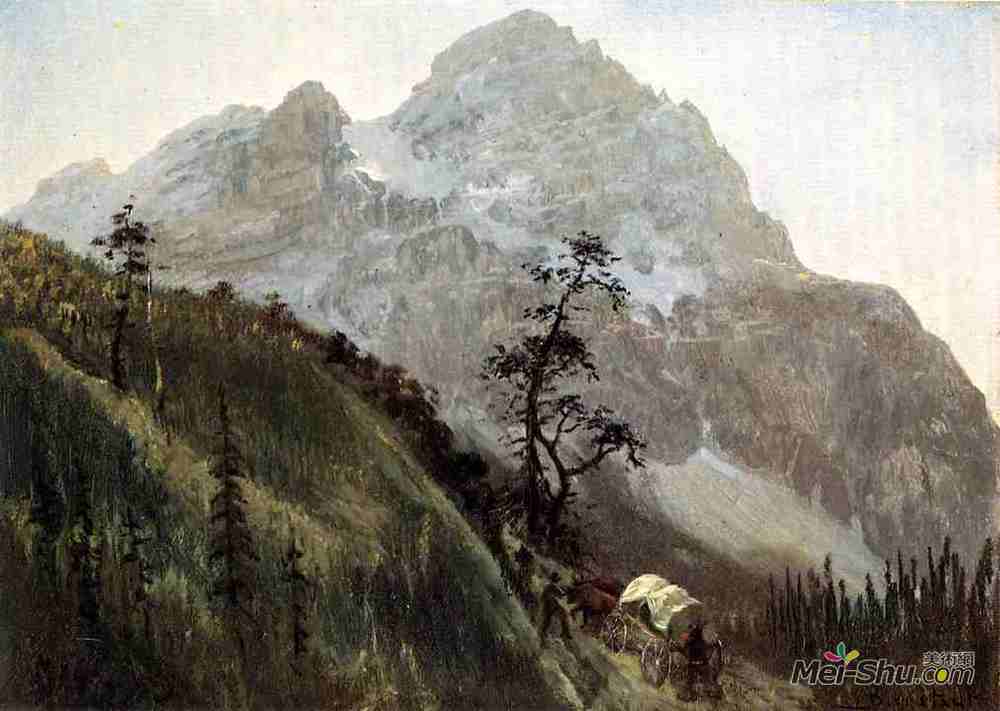 阿尔伯特·比尔施塔特(Albert Bierstadt)高清作品《西部小路，落基山脉》