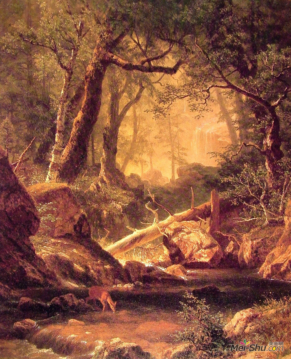 阿尔伯特·比尔施塔特(Albert Bierstadt)高清作品《新罕布什尔州的怀特山脉，》
