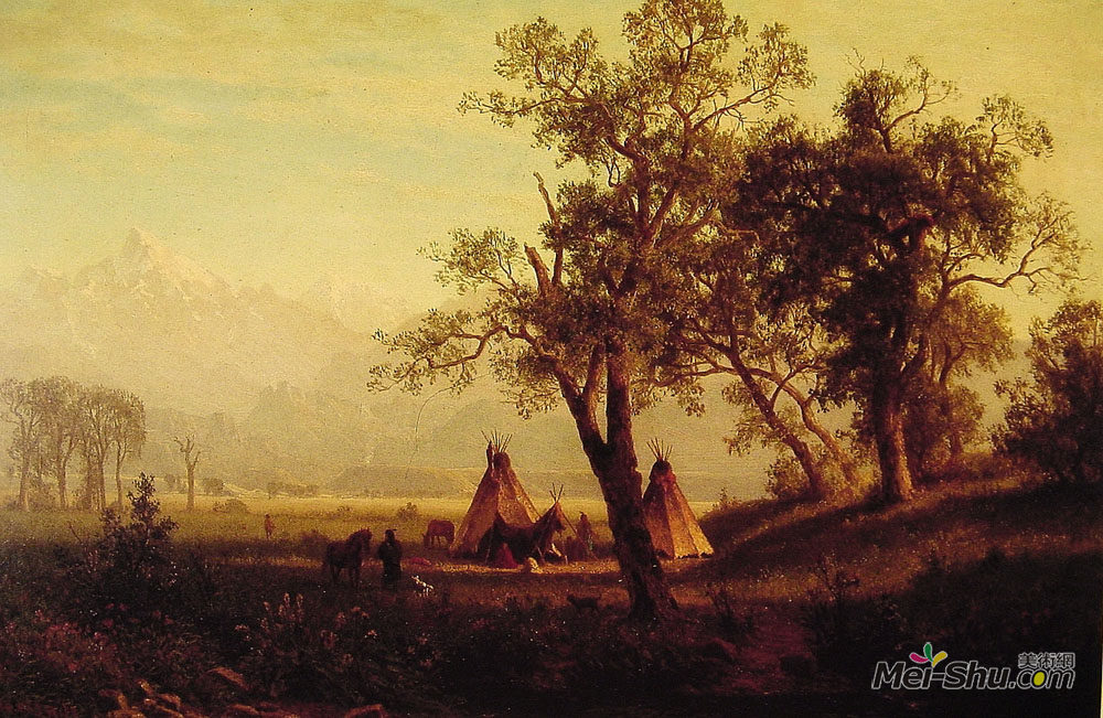 阿尔伯特·比尔施塔特(Albert Bierstadt)高清作品《内布拉斯加州风河山脉》