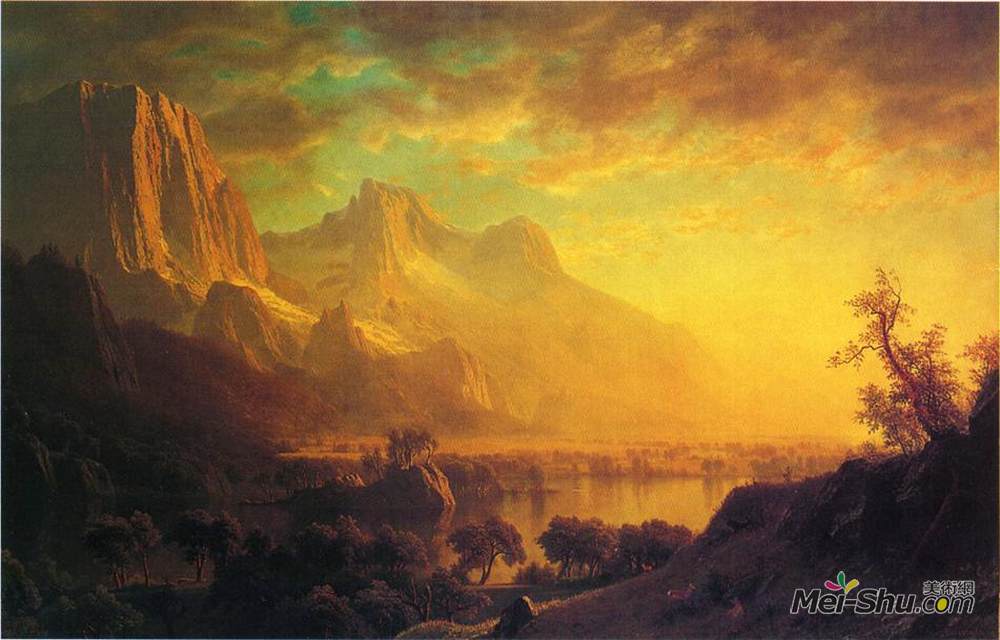 阿尔伯特·比尔施塔特(Albert Bierstadt)高清作品《怀俄明风河》