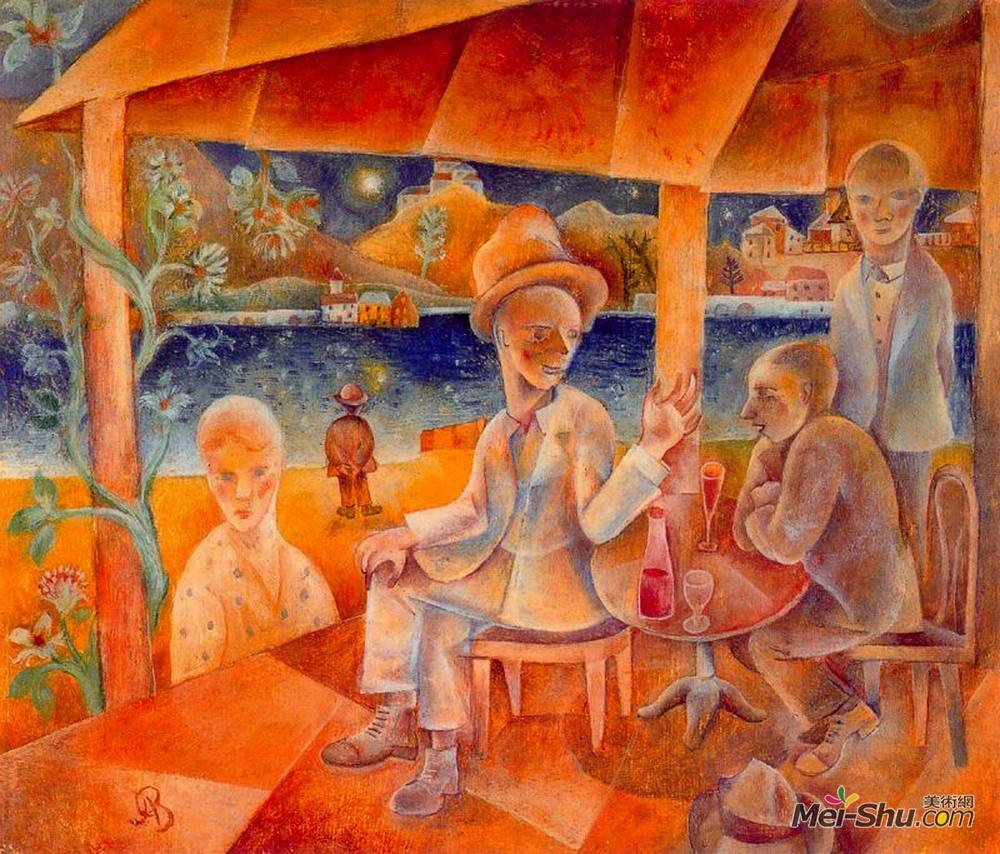 阿尔博特·布洛奇(Albert Bloch)高清作品《阳台》