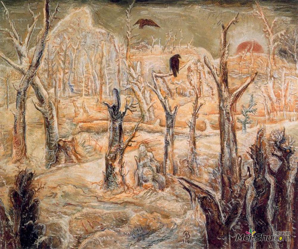 阿尔博特·布洛奇(Albert Bloch)高清作品《枯木中的冬天》