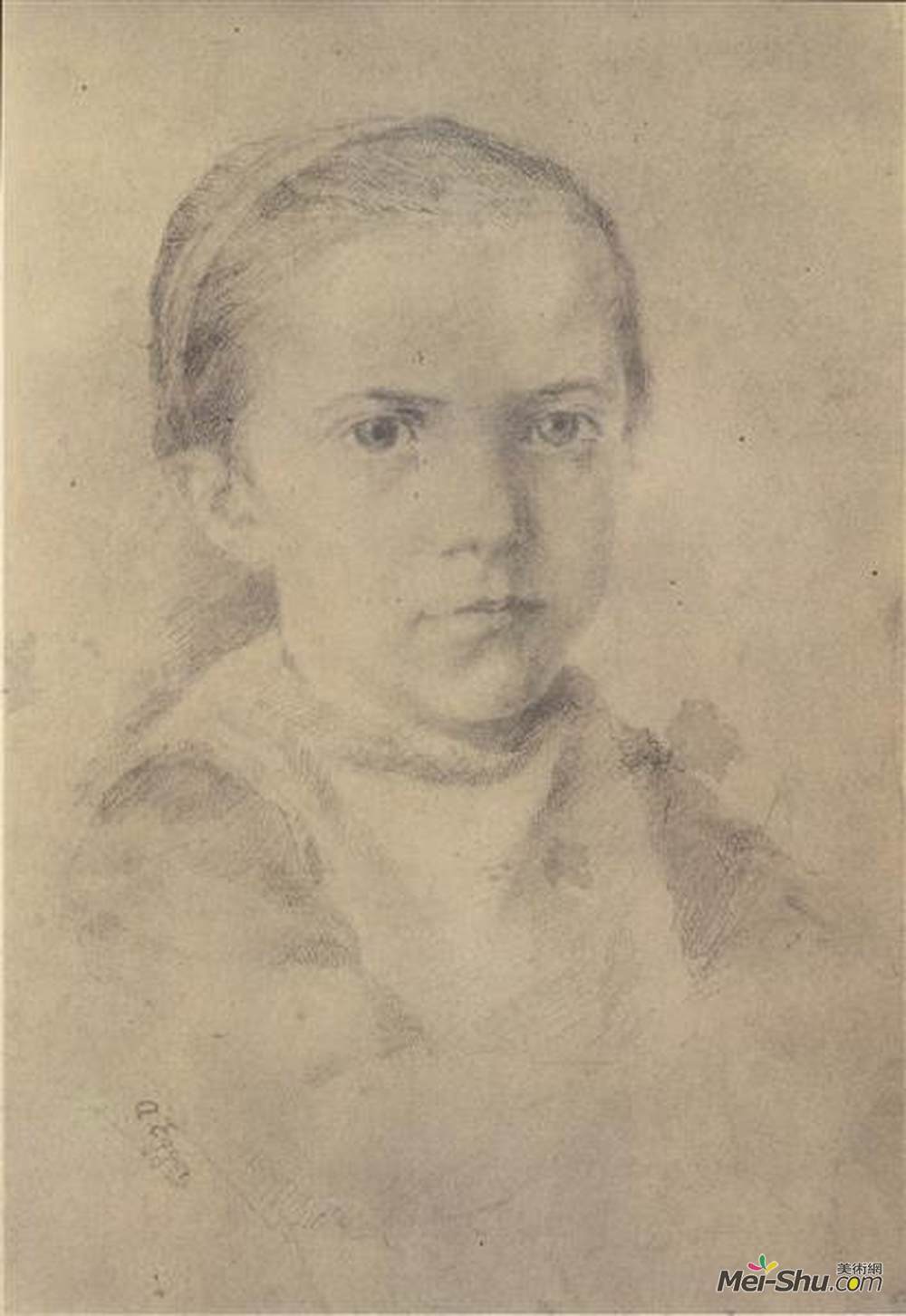 阿尔宾·艾格-利恩茨(Albin Egger-Lienz)高清作品《Maria, Die Schwester Des K&ünstlers》