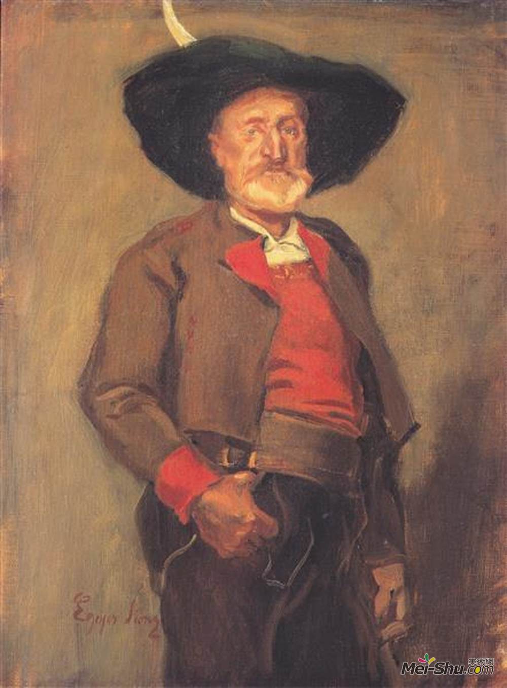阿尔宾·艾格-利恩茨(Albin Egger-Lienz)高清作品《Bildnis Costenoble in Tracht》